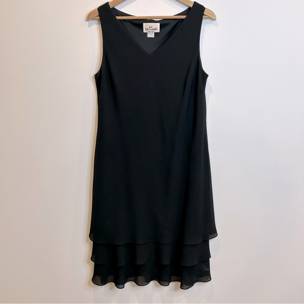 Cattiva New York Vintage Sleeveless Tiered Black Midi Dress